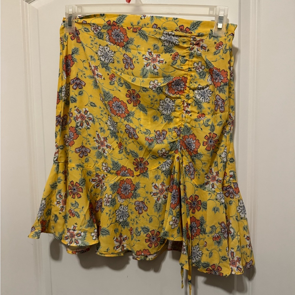 Max Studio Yellow Asymmetrical Wrap Skirt